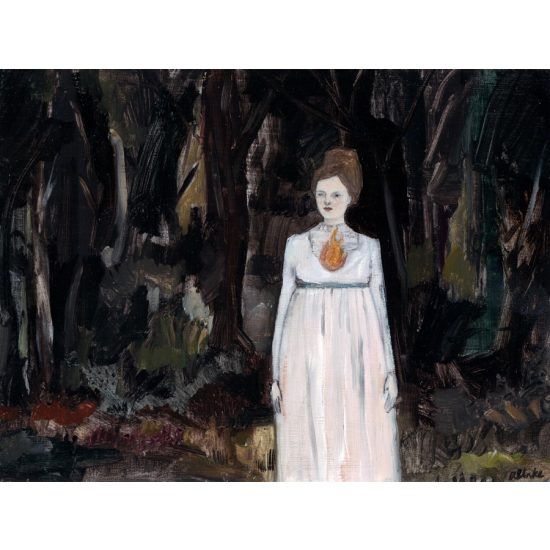 the fire in her heart led her through blackened forests original painting by Amanda Blake