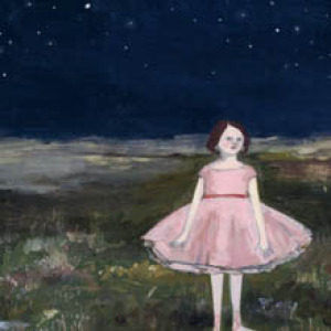 Lola waits for the music to begin original painting by Amanda Blake