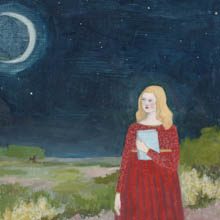 She looked to the moon for answers original painting by Amanda Blake