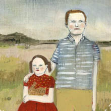 vincent, natalie and clio on an autumn afternoon original painting by Amanda Blake