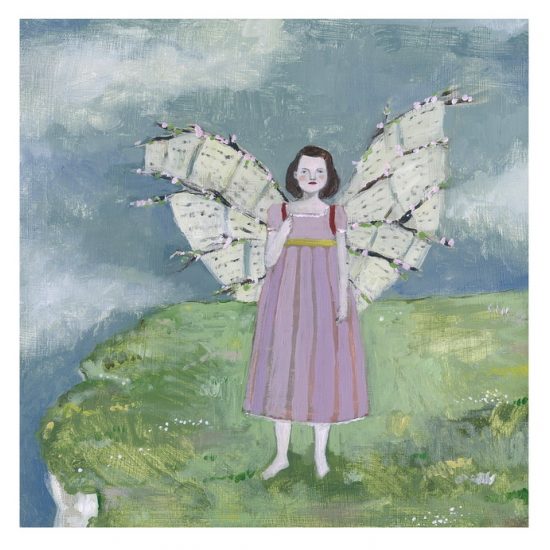 She made wings out of love letters and cherry blossoms print by Amanda Blake