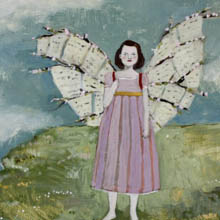 She made wings out of love letters and cherry blossoms original painting by Amanda Blake