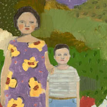 Ruth and Harry under a violet sky original painting by Amanda Blake