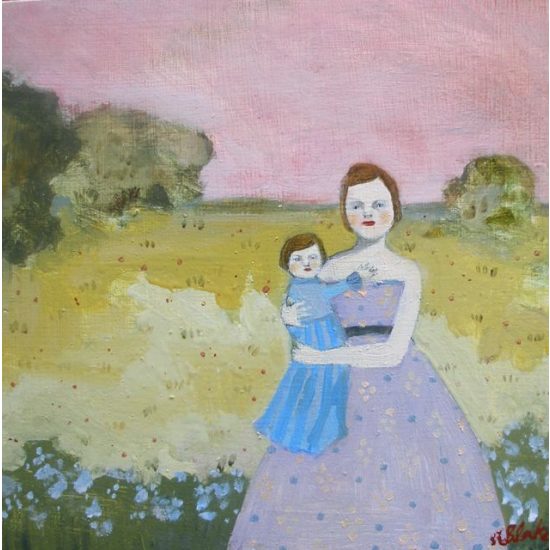 lorena and elsa with a candy colored sky original painting by Amanda Blake