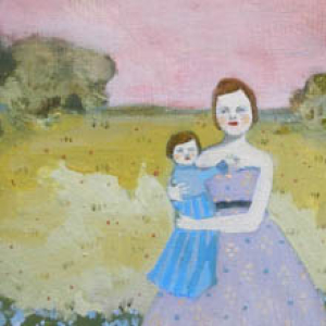 lorena and elsa with a candy colored sky original painting by Amanda Blake