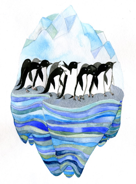 AdÃÂ©lie Penguins original painting by Diana Sudyka