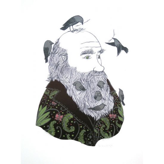 Darwin's Finches screen print by Diana Sudyka