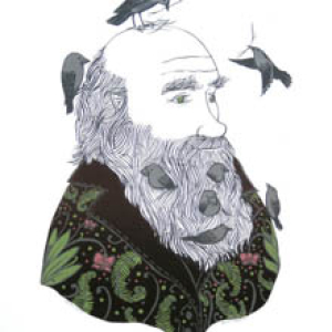 Darwin's Finches screen print by Diana Sudyka