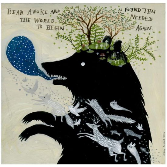 Bear creates world again original painting by Diana Sudyka