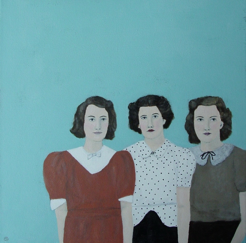 Three friends original painting by Elizabeth Bauman