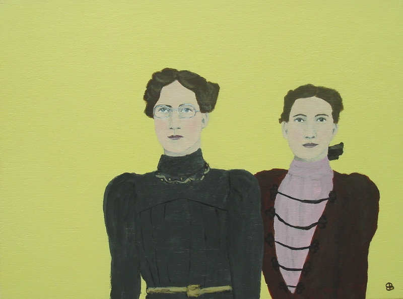 Two sisters original painting by Elizabeth Bauman