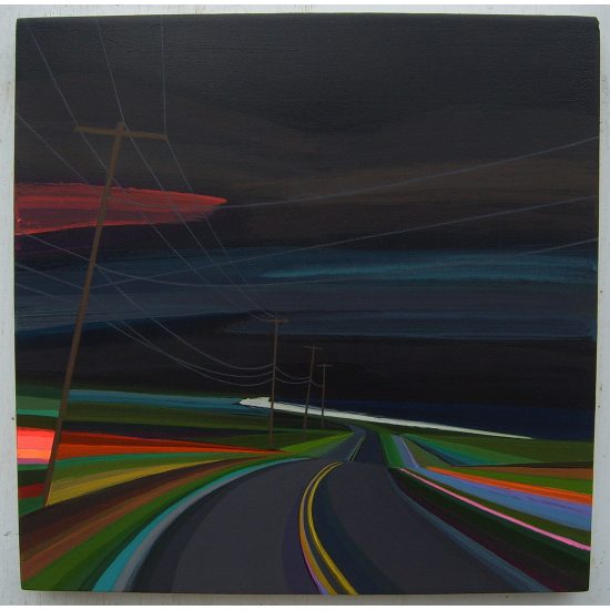 Night time on Old Montauk Highway original painting by Grant Haffner