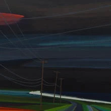 Night time on Old Montauk Highway original painting by Grant Haffner