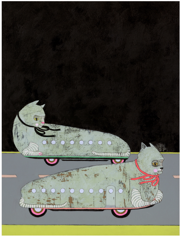 Cat Cars print by Jennifer Davis