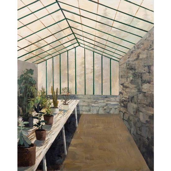 Greenhouse interior original painting by Jeremy Miranda