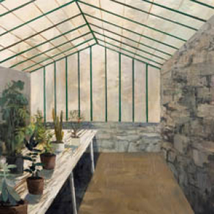 Greenhouse interior original painting by Jeremy Miranda