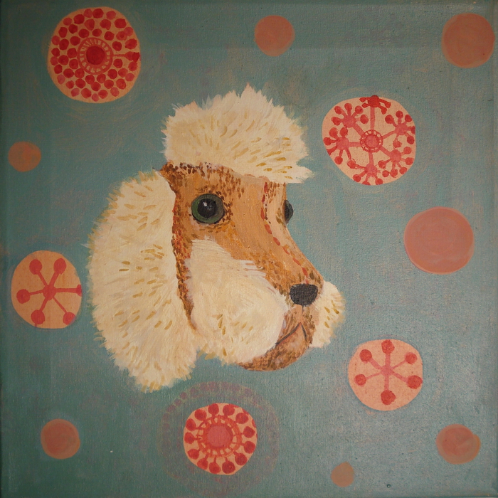 Thinking dog original painting by Sabine Timm