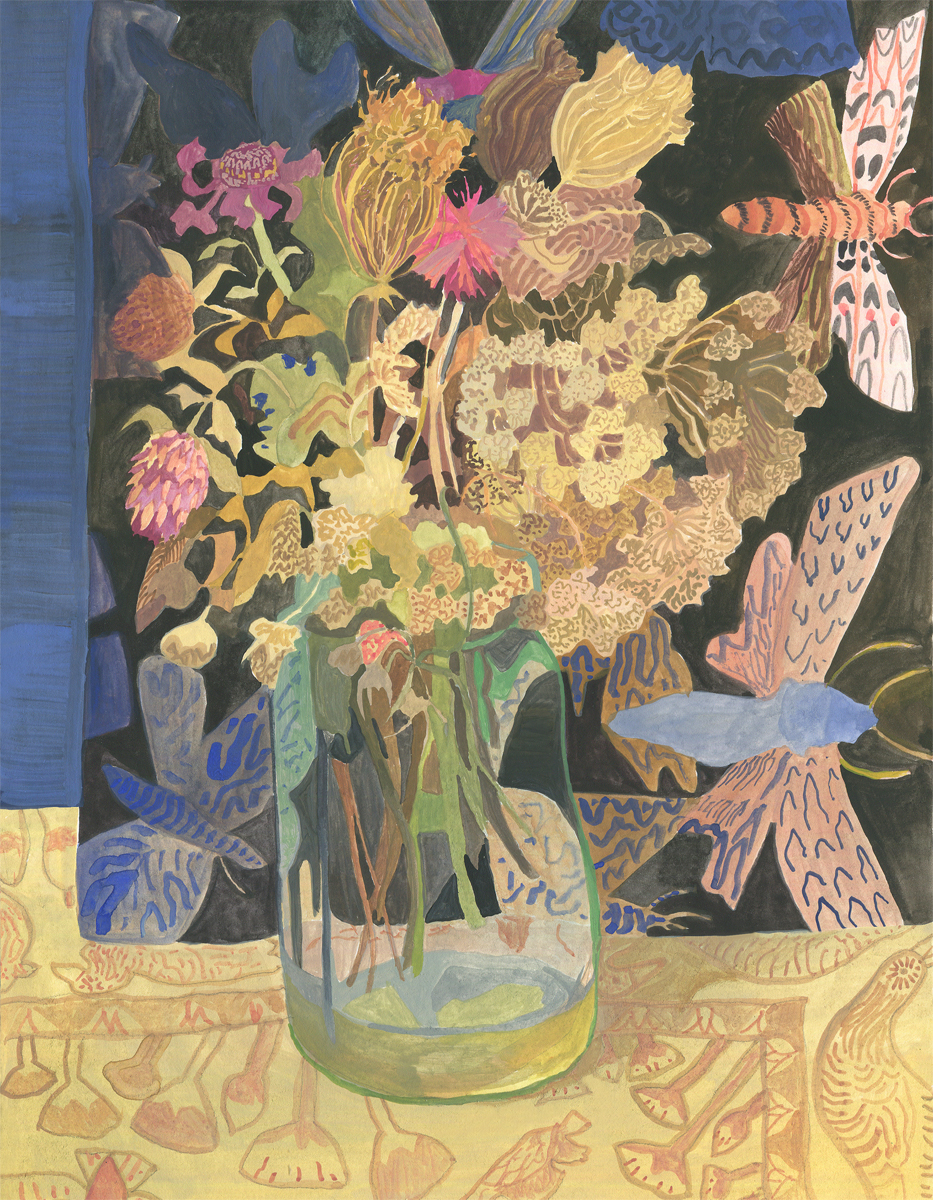 Dried Queen Anne's Lace and Moths by Michelle Morin